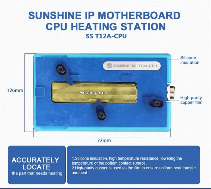 T12-CPU Материнская плата Процессор IC чипы распайки нагревательная станция для iPhone X XS MAX паяльник ремонт инструмент разборка платформы SS-T12A - Цвет: T12-CPU