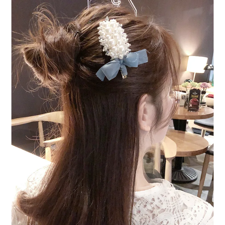 Блестящие жемчужные заколки для волос с бантом головной убор женщин и девушек