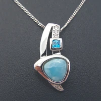 dominican natural larimar pendant solid 925 sterling silver jewelry gemstones charm pendant fashion lovely pendant gift for her