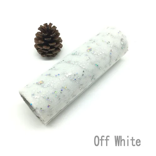 Sequin off white Блестящий рулон тюля с блестками 10 ярд 25 ярд 15 см катушка пачка Свадебная отделка органзы лазер DIY ремесло день рождения поставки - Цвет: Sequin off white
