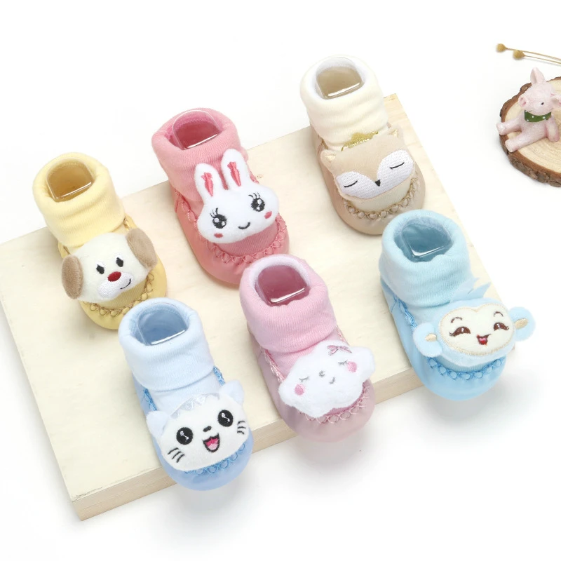 Носки-тапочки с резиновой подошвой для новорожденных 1 пара носки рисунками