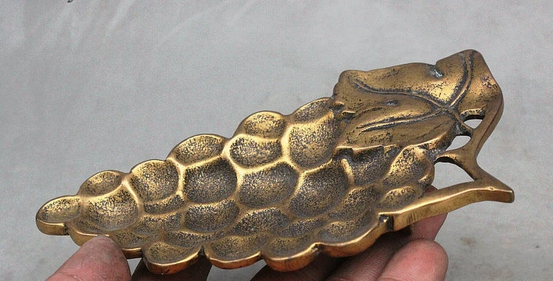 Marked Folk China Old Bronze foliage grape shape Statue ashtray card tray holder | Дом и сад
