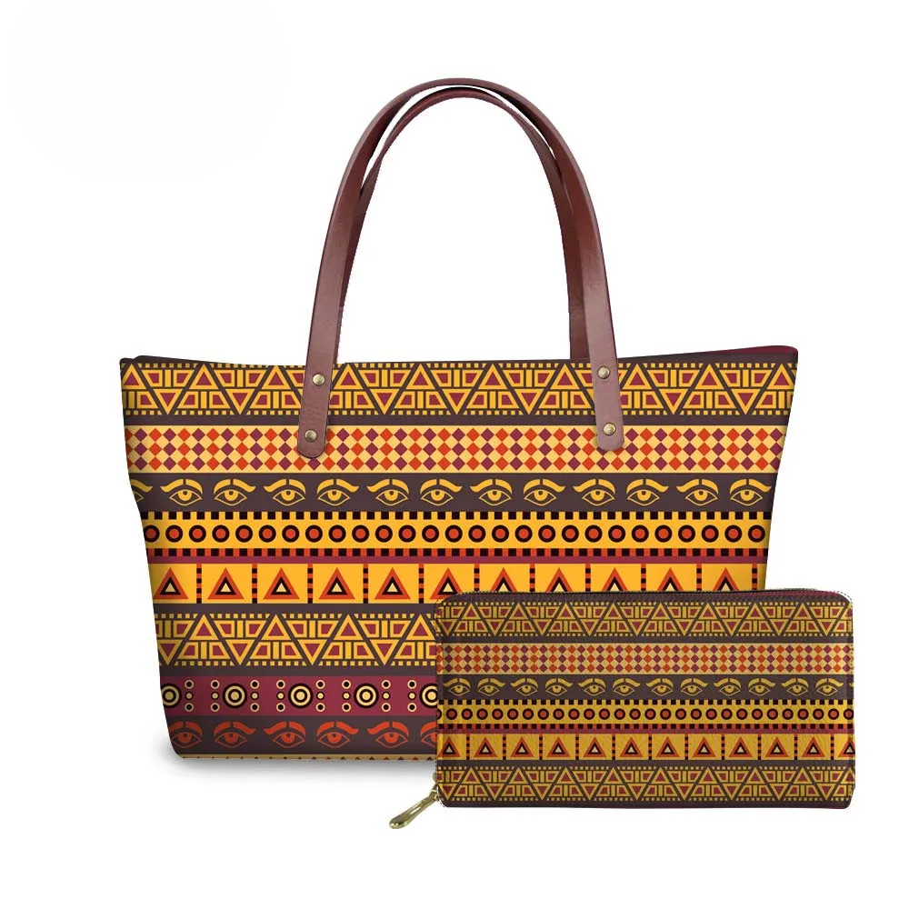 

NOISYDESIGNS Ladies Retro Style Handbags for Women African Traditional Printing Shoulder Tote Bags Females Hand Bag&Wallet Girls