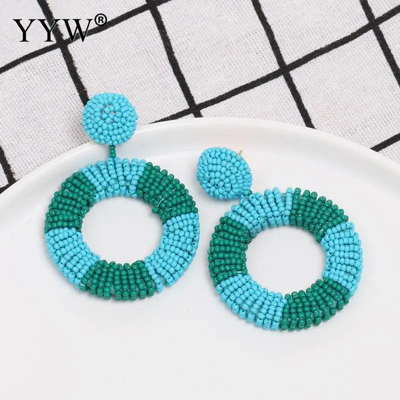 Цветная Этническая Серьга Висячие Бусы новые богемные Стильные цветные бусины