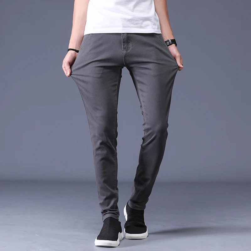 Весенние Хлопковые Штаны на каждый день для мужчин прямые Slim Fit Брюки уличной