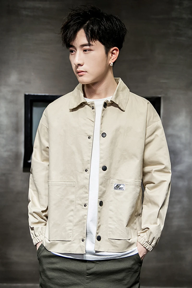 Новинка весны 2019 модная Повседневная тонкая мужская куртка на пуговицах