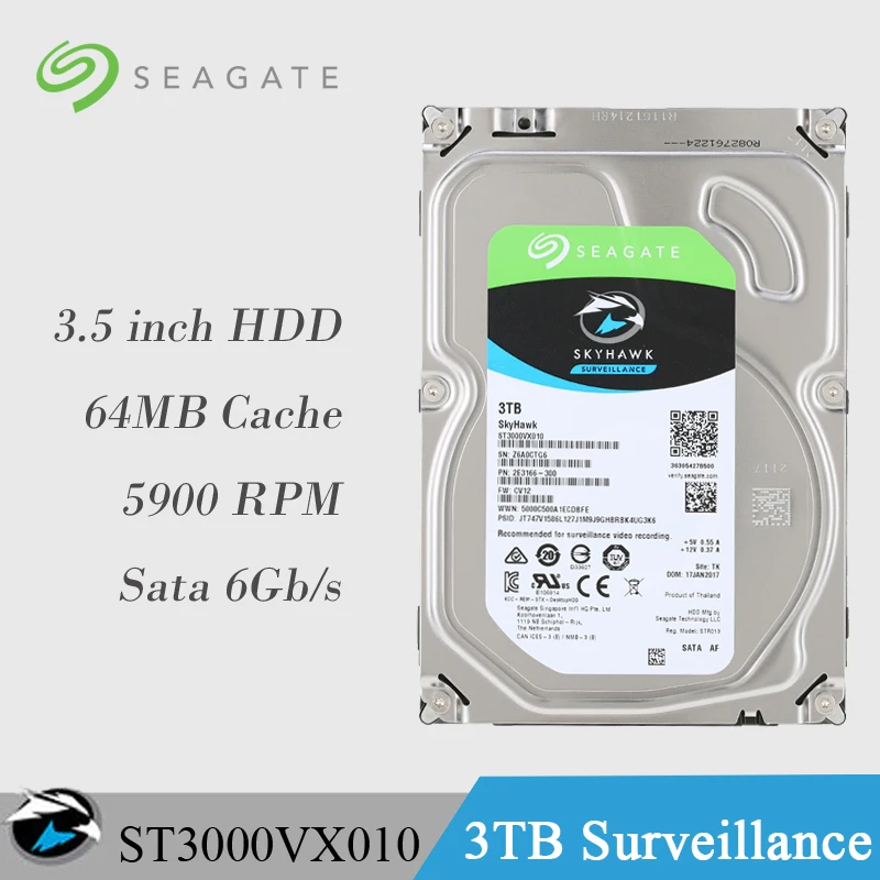 

Внутренний жесткий диск Seagate ST3000VX010, 5900 об/мин, SATA 6 ГБ/сек., 3,5 дюйма, 64 Мб кэш-памяти