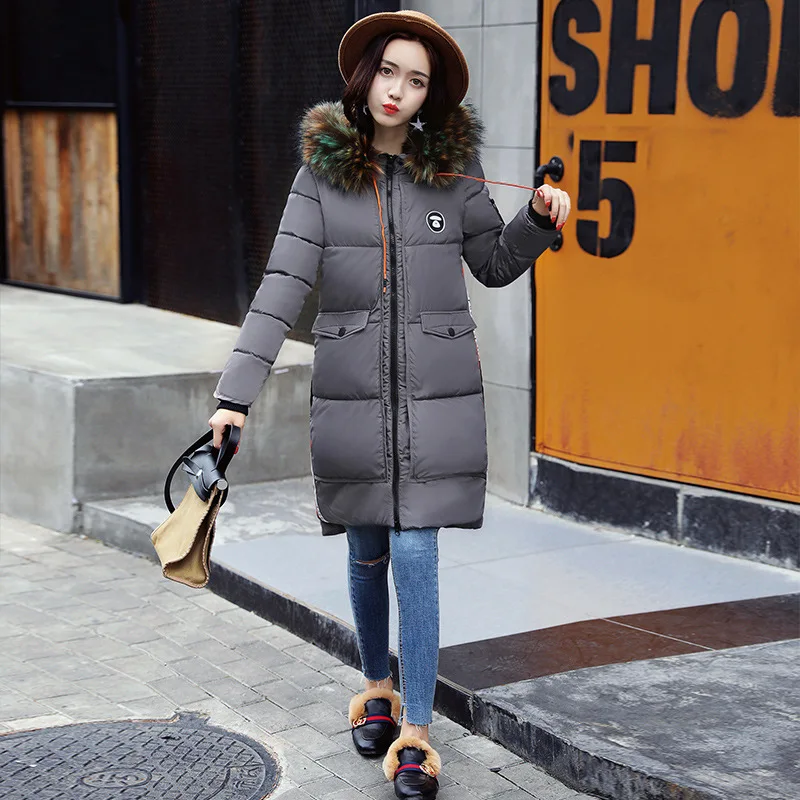 2017 Winter Jacket Women Cotton Coat Fur Collar Hood Parka Female Long Jackets Thick Warm Outerwear chaqueta mujer size M - XXL | Женская