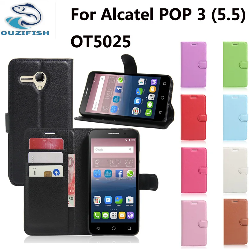 (OUZIFISH) Роскошный футляр для телефона Funda Alcatel OneTouch Pop 3 OT5025 5025D Carcasa с подставкой флип