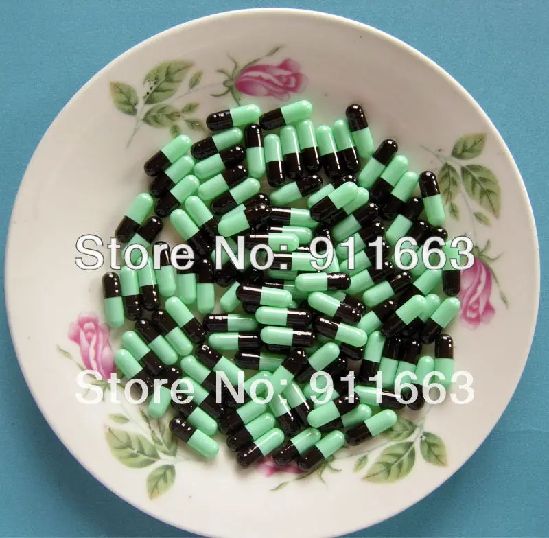 

4# 10,000pcs,black-mint green colored capsules/gelatin empty capsules sizes 4(joined or seperated capsules available!)