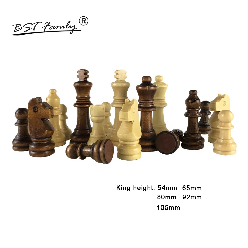 Комплект деревянных шахматных фигур BSTFAMLY King Высота 54/65/80/92/105 мм удобные