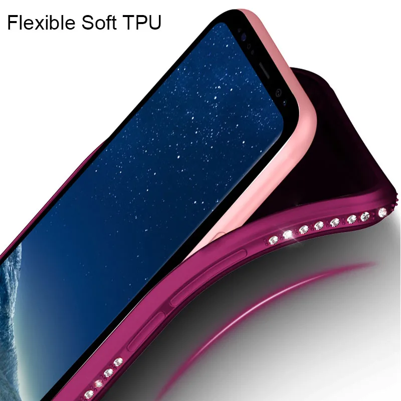 Силиконовый чехол для iPhone 6 6s 7 8 Plus X Xs Max XR роскошный блестящий с бриллиантами Samsung