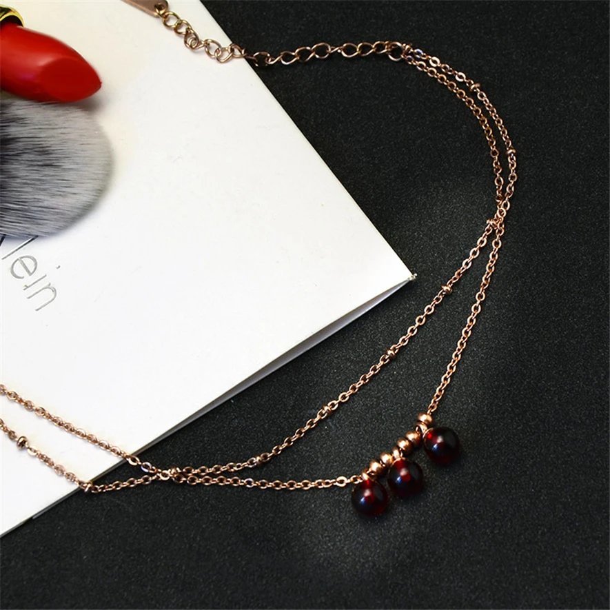 Двойной Слои красный Бусины Ножные браслеты для Для женщин Средства ухода за