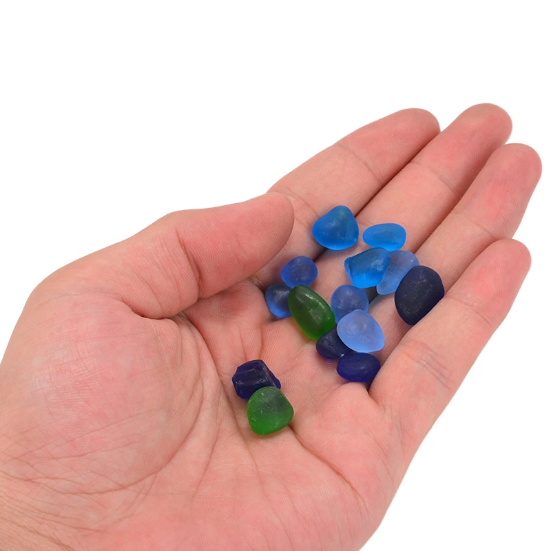 100 шт Пляжный стеклянная галька бусины без отверстия синий зеленый смешанный