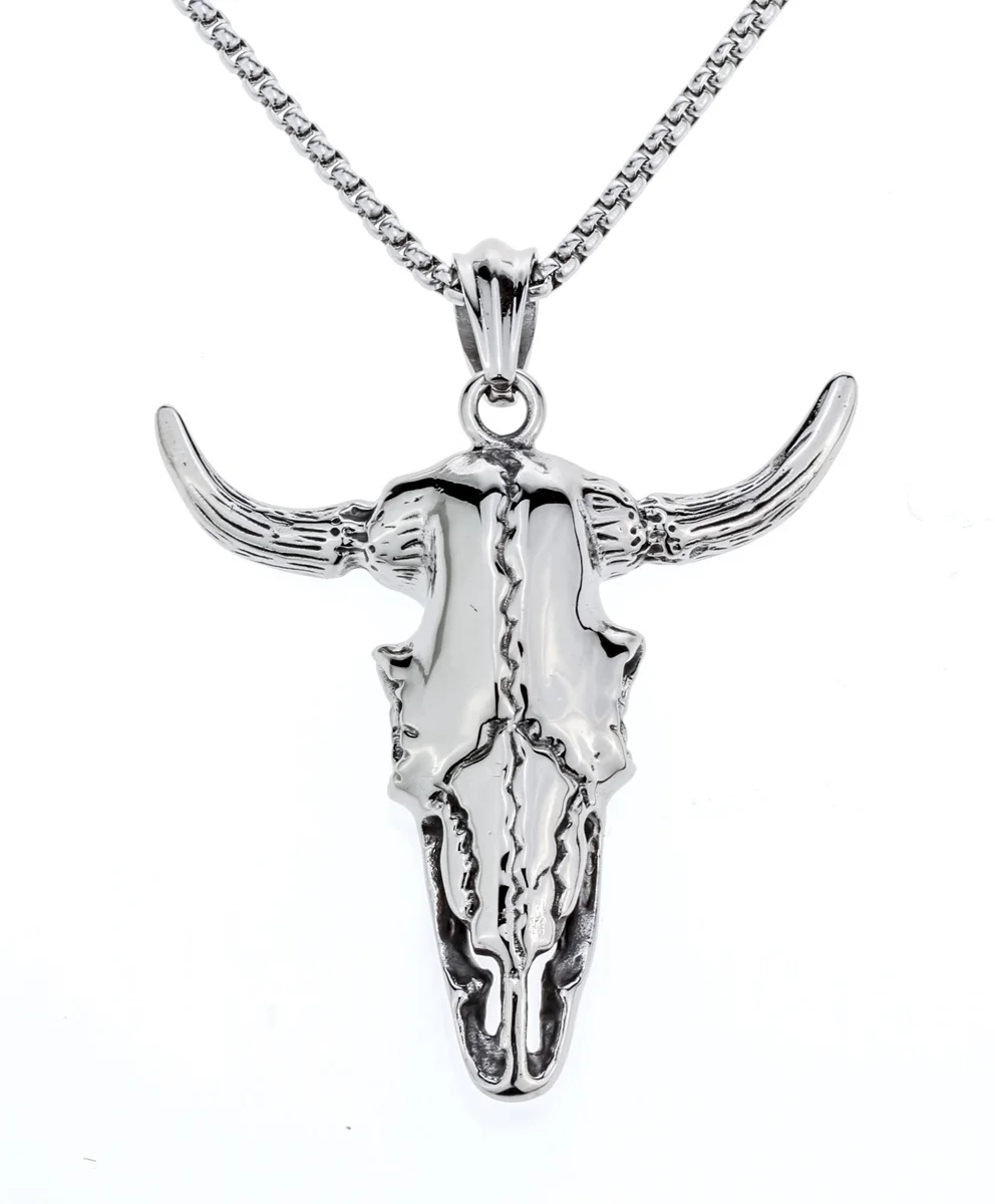 Yacq skeleton necklace pendant W chain stainless steel 316L charm jewelry gifts for men dad boyfriend him kids dropship E006 | Украшения и