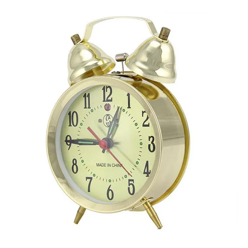 Retro Double Bell Gold Silver Clocks With Backlight Metal Circular Mechanical Clockwork Alarm Clock | Дом и сад