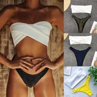 Женская пляжная одежда 2022, белый купальник, бикини, женское бикини с мягкой подкладкой, жевательное нижнее белье без бретелек, золотые бикини, танкини, стринги, купальники