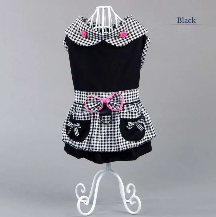 Роскошное платье в клетку с бантом для собак и щенков летнее винтажное