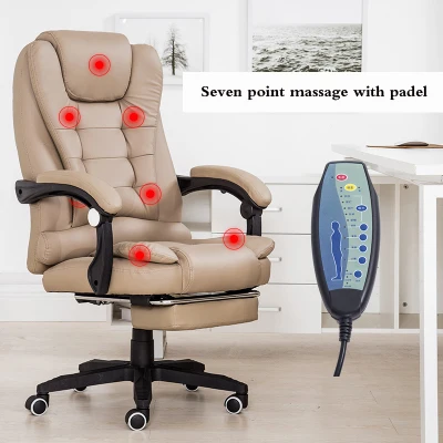 7point massage pedal Офисное кресло Boss PU кожаное вращающееся массажное кресло с подножкой для ног домашнее кресло эргономичное компьютерное кресло - Цвет: 7point massage pedal