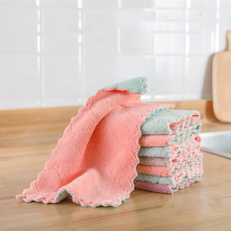 1 шт. Бытовая кухонная ткань для посуды абсорбент толще двойного слоя микрофибры