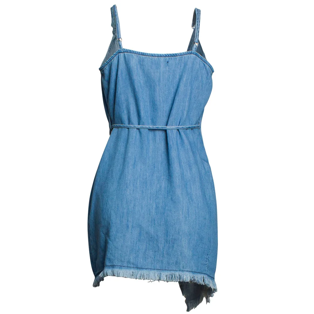 Асимметричные джинсовые платья LOGAMI с V-образным вырезом женское платье-рубашка