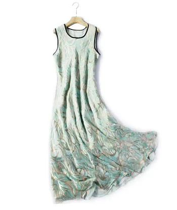 2019 летняя винтажная большой размер шелковое платье тутового цвета удлиненное