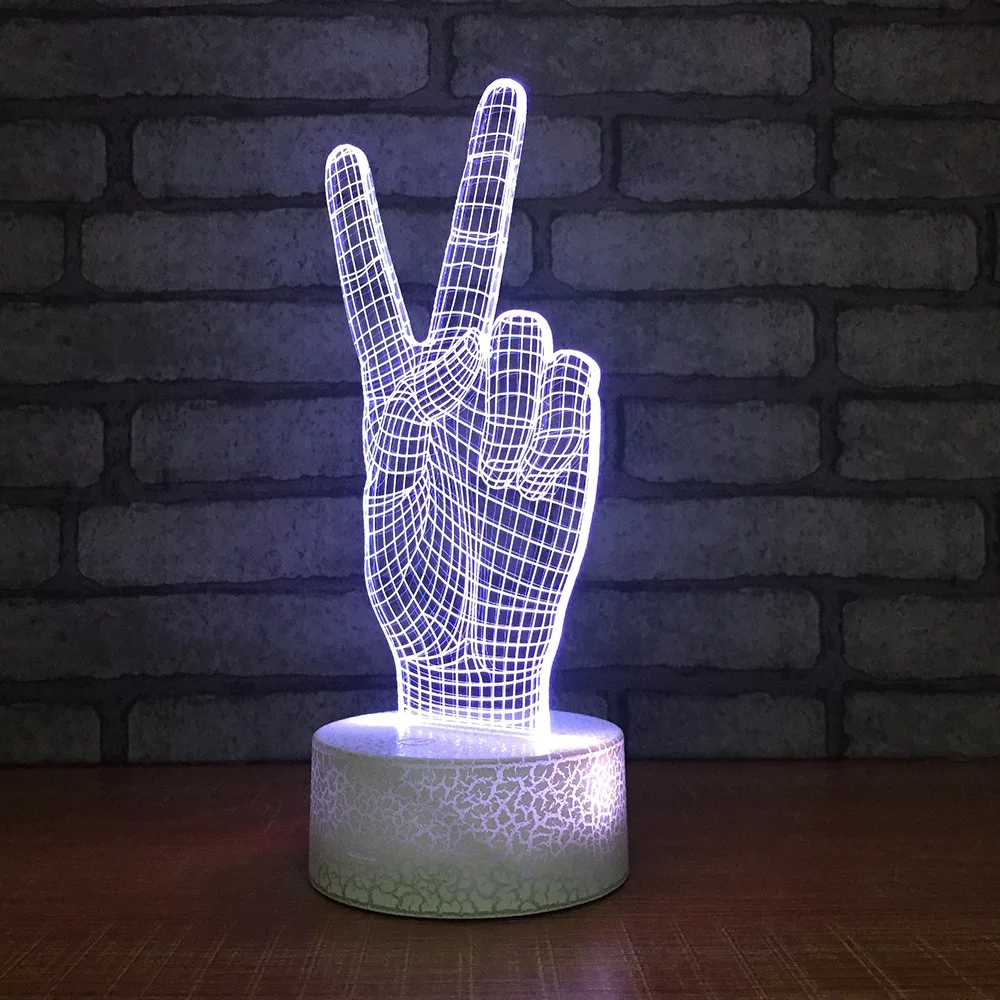Маленькая Светодиодная настольная лампа Victory Gesture 3d декоративный индивидуальный