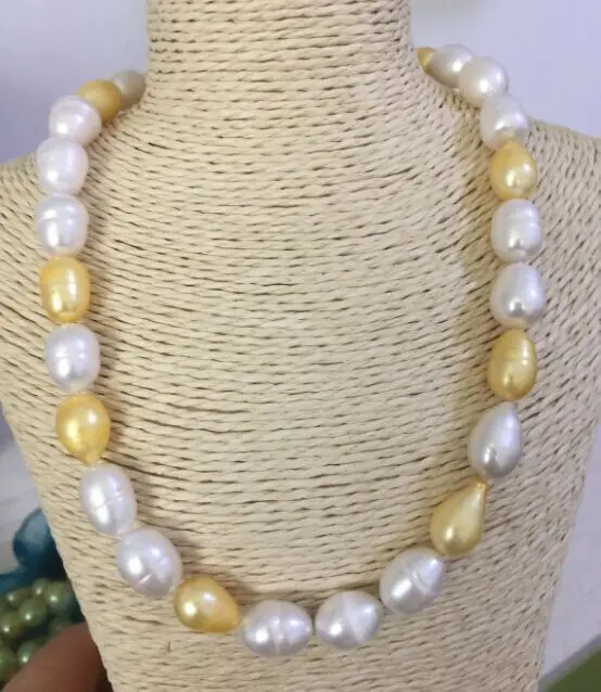 Classicc12 13mm барокко Южное море белого золота жемчужное ожерелье 18inch925silver|Ожерелья| |