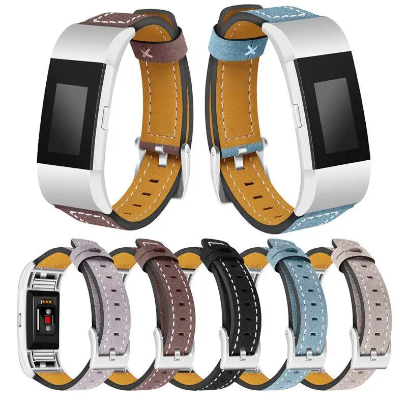 100% натуральная кожа ремешок для часов FitBit Charge 2 Новый Разработанный красочный
