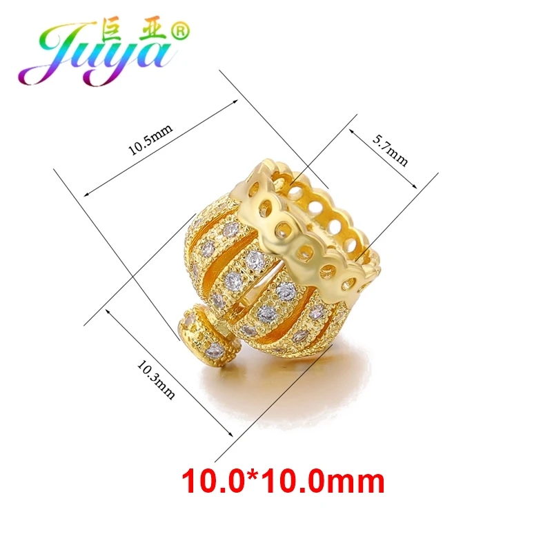 Gold 10mm Ручной работы ювелирные изделия с кистями компоненты микро проложить Циркон 10 мм 13 мм Корона шарик шапки разъем для рукоделия ювелирные изделия с кистями решений - Цвет: Gold 10mm