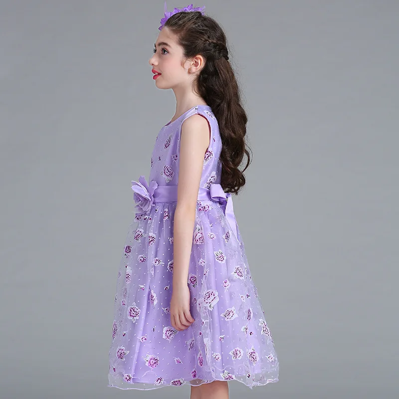 Girls dress flower dresses for little girl wedding party pink purple voile sleeveless vestido de festa longo saia falda | Детская одежда