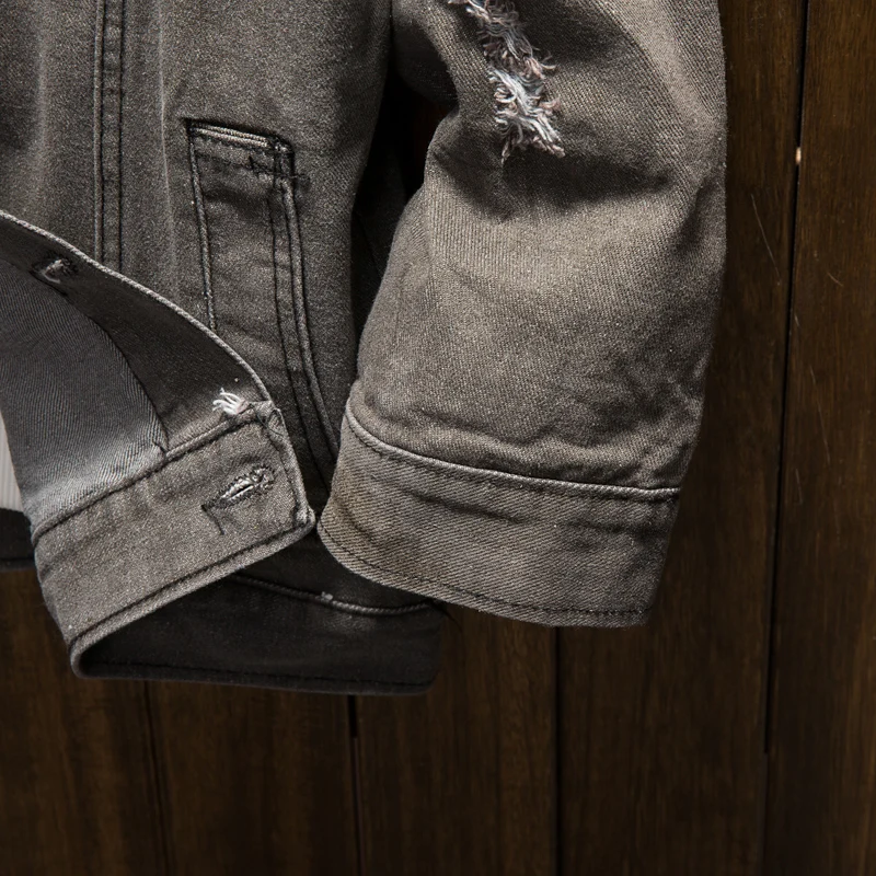 

2019 spring Autumn Jeans Jacket Men Fashion Slim Fit Long Sleeve Denim Jackets Hooded Casual Turn Down Collar Coat Male cowboy