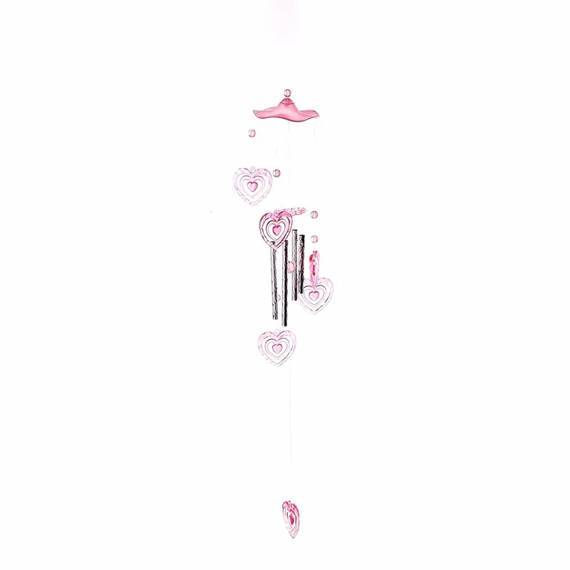 Сердце Пластиковые хрустальные 4 металлические трубки Windchime Wind Chime домашний декор для сада#76472