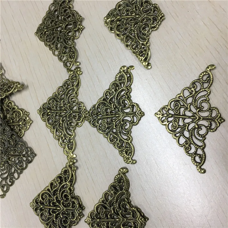 Филигранные треугольные цветочные обертки кабошон старинная бронза с плоским