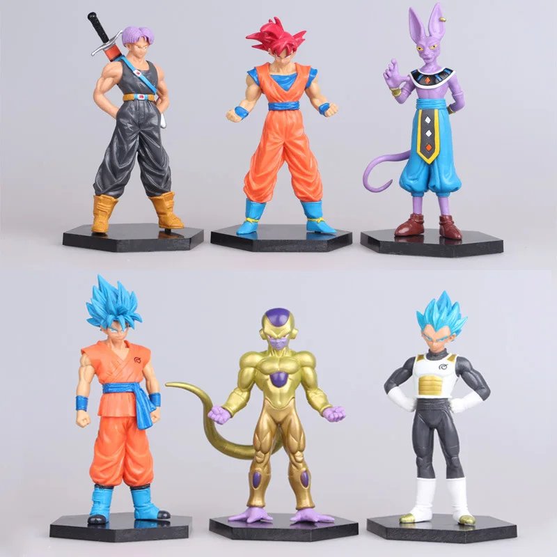 6 шт./лот фигурки Dragon ball z dragonball Супер плавки goku blue super saiyan god vegeta Beerus игрушка