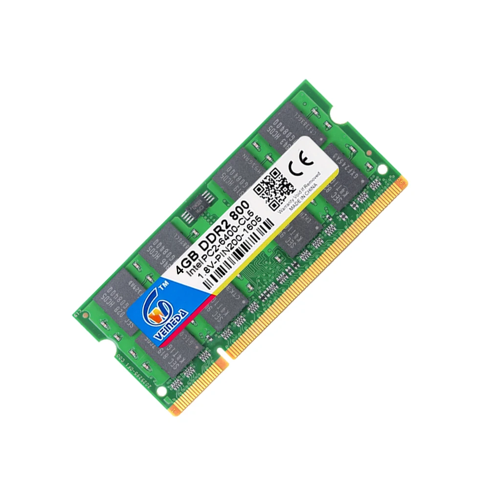 Ноутбук VEINEDA память ddr2 4 Гб 2 533 667 800 МГц 1 8 в 200PIN Sodimm ram ddr PC2-6400 ноутбук для Intel amd mobo |