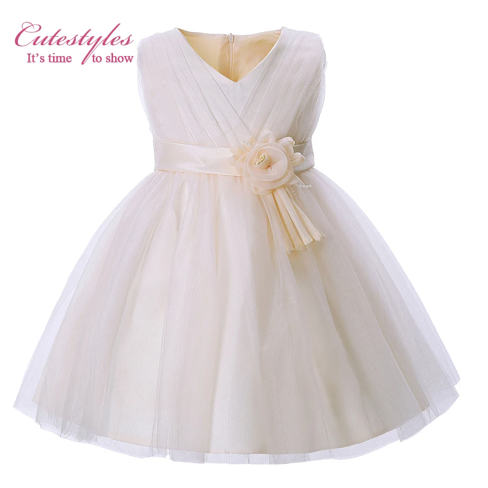 Cutestyles 2020 новые летние платья с цветами для девочек бежевое Тюлевое свадебное
