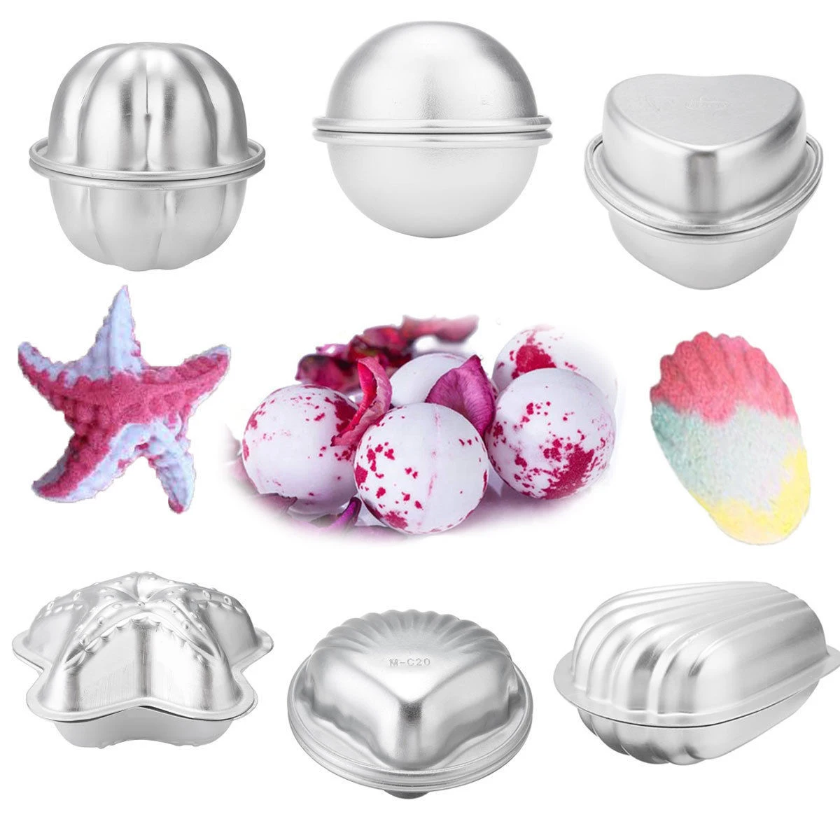 

12pcs Bath Bombs Metal Aluminum Alloy Bath Salt Bomb Mold DIY Bathing Salt Making Tool Accessories