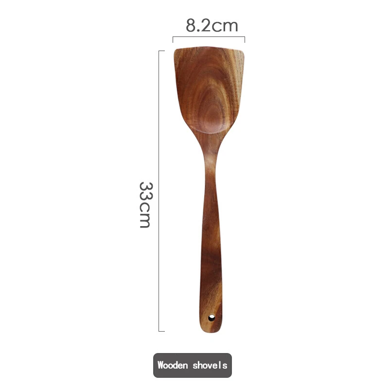 Teak pot shovel Натуральный Тиковый кухонный инструмент кухонная утварь деревянная кухонная утварь ремесленные столовые приборы рисовый фильтр ложка. Лопата для пиццы ложка - Цвет: Teak pot shovel
