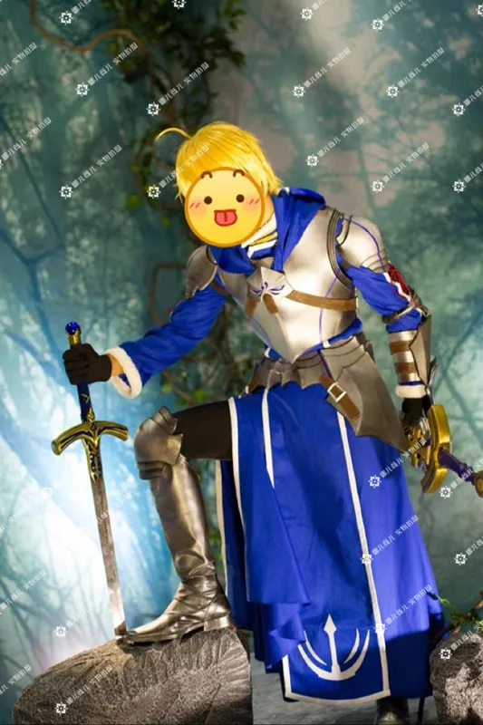 Аниме! Fate Stay night Prototype Saber униформа косплей костюм синий Royalblue для женщин/мужчин на