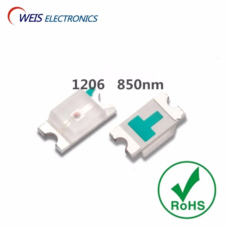 50 шт. 1206 3216 3 2*1 6 мм 850nm SMD инфракрасная лампа IR LED 1 5 V 18 20mW пульт дистанционного