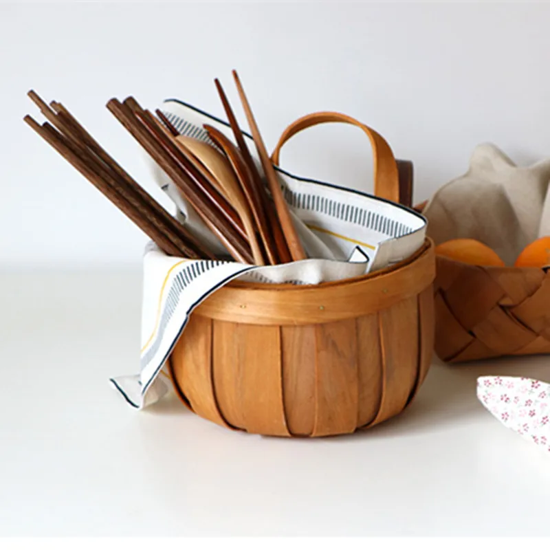 Плетеные корзины ручной работы с натуральной каймой контейнер для фруктов хлеба