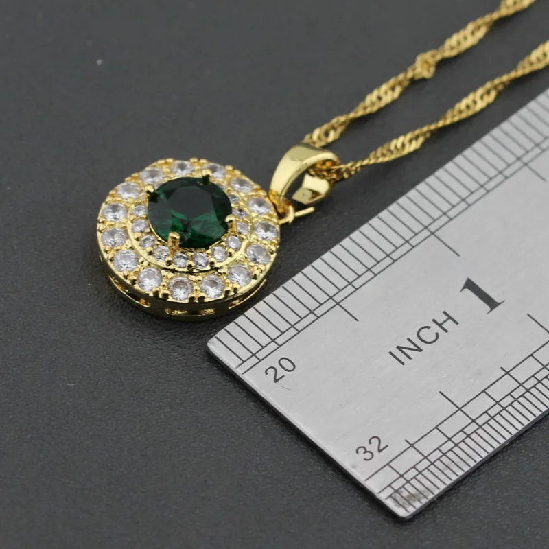 Элегантный женский комплект украшений с зеленым цирконием и белым кристаллом