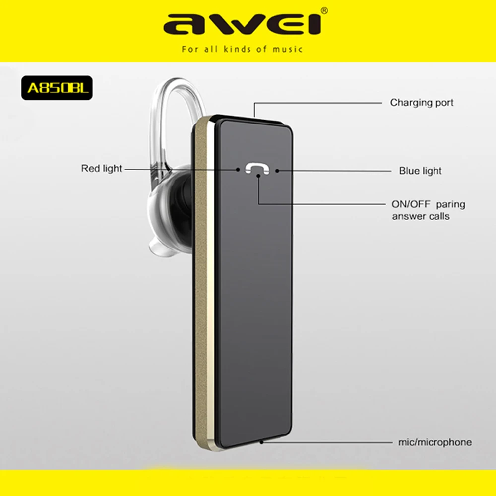 Awei Handsfree Blutooth наушник Auriculares Мини Bluetooth гарнитура наушники для вашего телефона