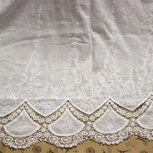 

Width 125cm cotton cloth embroidery lace fabric DIY fabric skirt dress clothing accessories off white