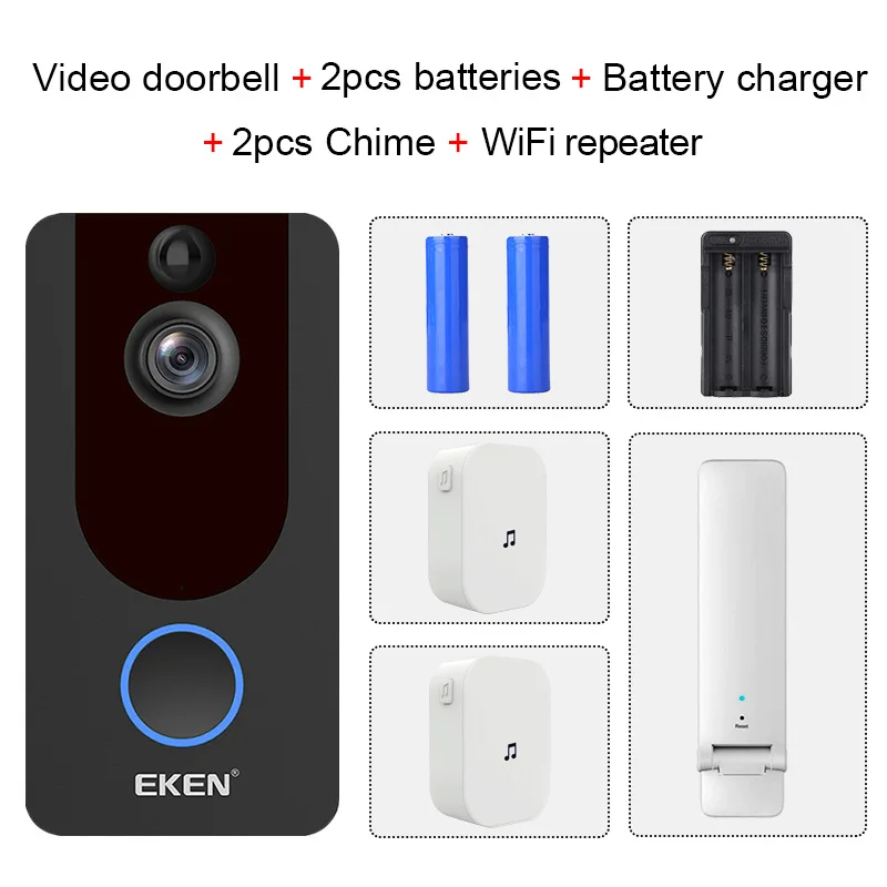 Option 7 Eken V7 HD 1080P смарт WiFi видео дверной звонок камера визуальный домофон ночное видение IP дверной звонок беспроводная камера безопасности - Цвет: Option 7