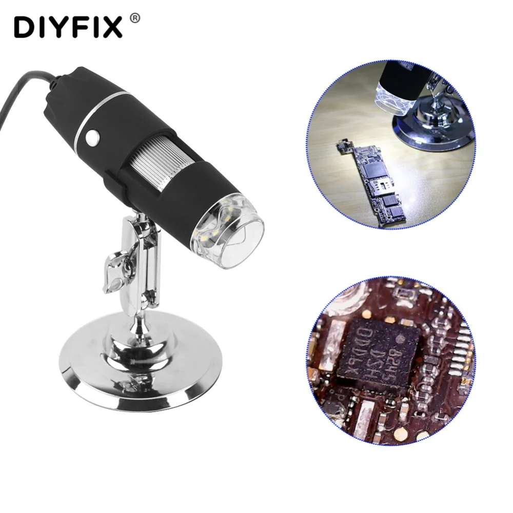 DIYFIX электронный 8 LED 1000X/500X USB цифровой микроскоп Эндоскоп камера зум Лупа с