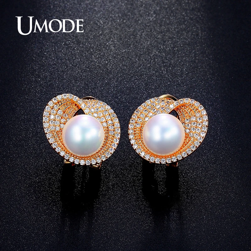 UMODE Роскошные модные ювелирные изделия для женщин золотой цвет 10 мм порошковые