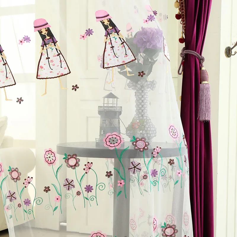 Высококачественные корейские шторы на заказ милые розовые принцессы с вышивкой