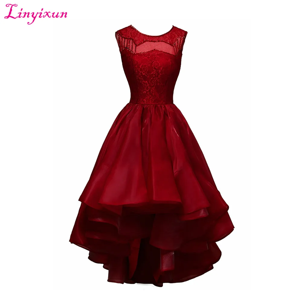 Linyixun настоящая фотография сексуальное кружевное короткое платье для выпускного